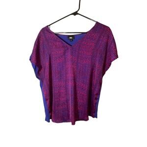 WASSIO Women's Colorful Top Size L, Polyester Front/Rayon Back, Short Sleeve